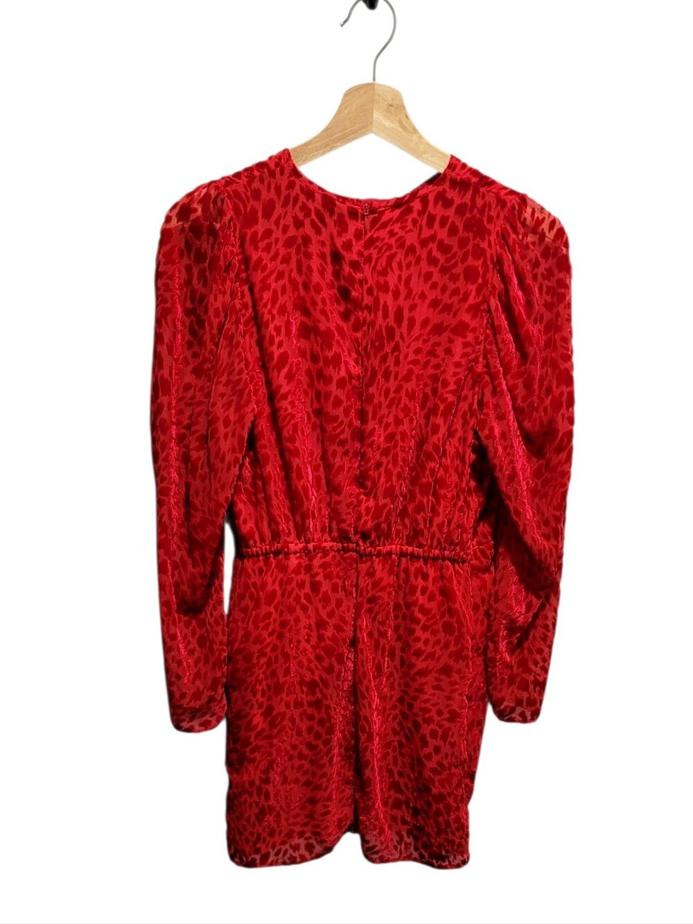 The Kooples Artichoke Red Velvet Leopard Burnout Dress Size 1 Small - Picture 2 of 11
